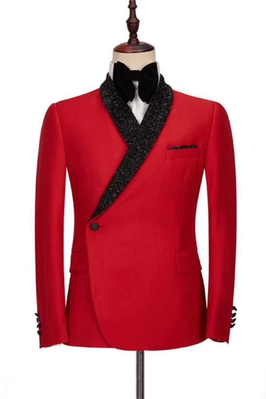 red shawl lape suit