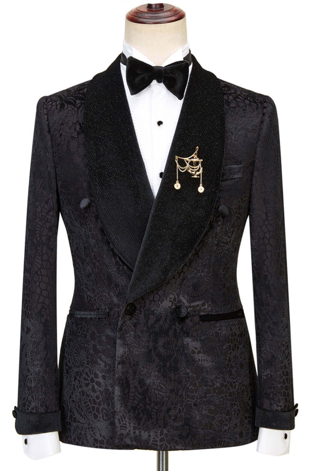 black jacquard suit