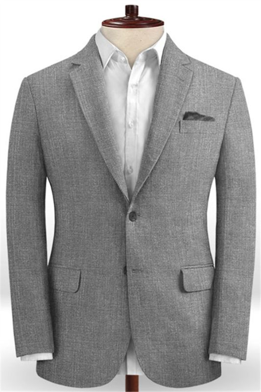 Gray Two Pieces Beach Groom Suits | Linen Fit Wedding Business Tuxedo