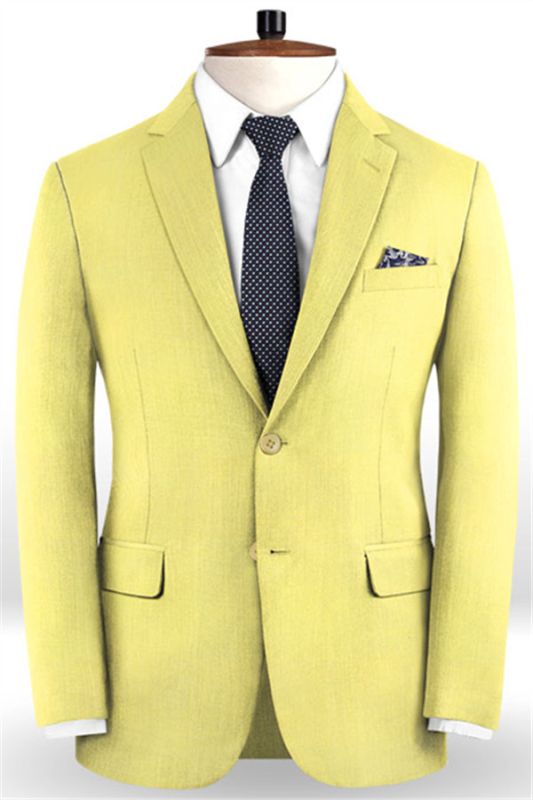 Yellow Fashion Prom Suits | Comfortable Two Pieces Tuxedo for Sale