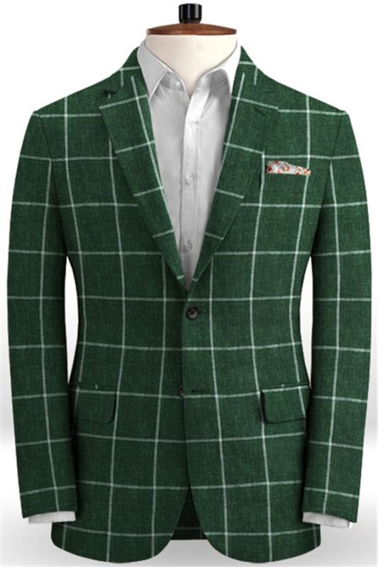 Dark Green Business Men Suits | Linen Formal Blazer Tuxedo