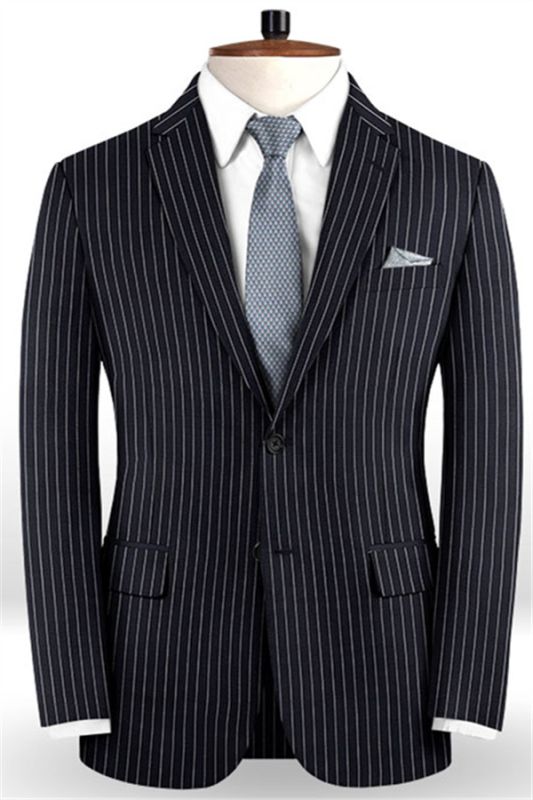 Dark Blue Striped Formal Men Suits Online | Business Slim Fit Tuxedo