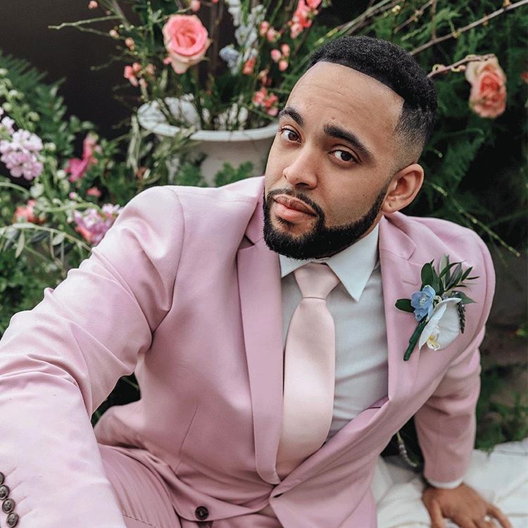 Pink Notched Lapel Mens Suits For Groom 