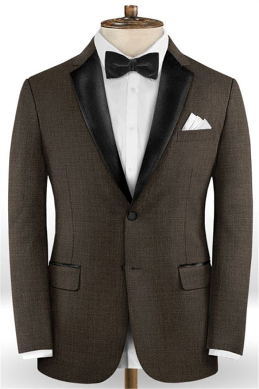 Chocolate Business Formal Men Suits | Black Lapel Tuxedo Online