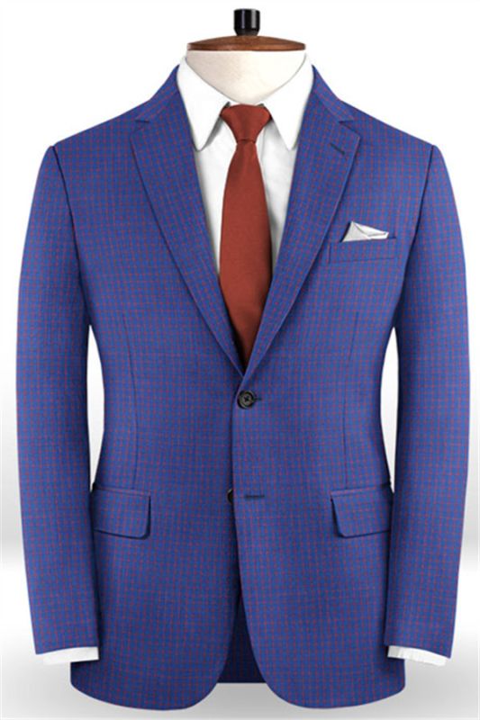 Royal Blue Tuxedo Online | Modern Checker Notch Lapel Men Suits