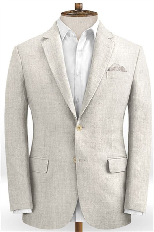 Ivory Linen Wedding Men Suits | Summer Beach Groom Tuxedo Online ...