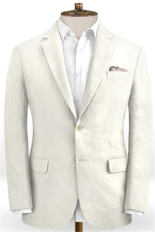 Linen Ivory Beach Wedding Suits 2 Pieces | Luxury Suit Party Dress Men Suit Set For Boy