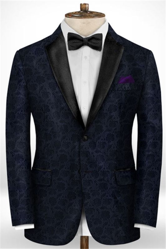 Black Jacquard Prom Men Suits | Fashion Slim Fit Tuxedo with Two Pieces ...