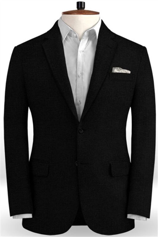 Larry Black Summer Beach Groom Men Suits | Slim Fit Tuxedo with Two Pieces