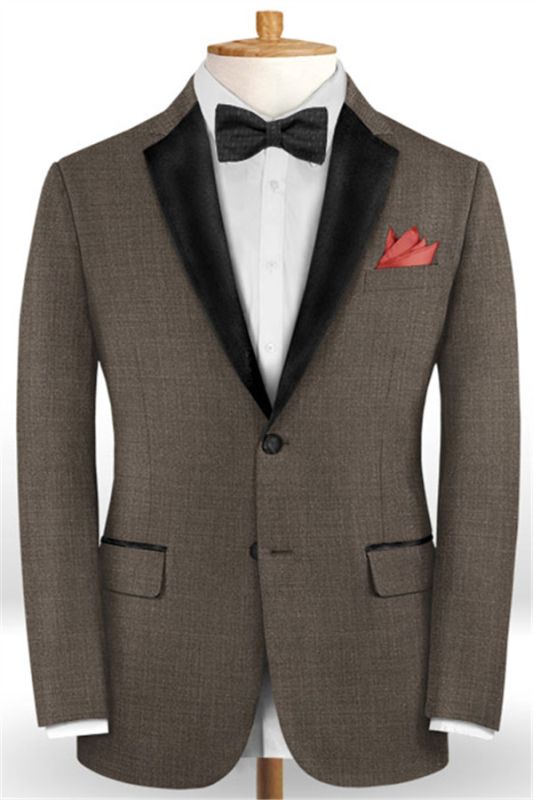 Brown Two Pieces Tuxedo | Casual Stylish Men Suits with Two Buttons