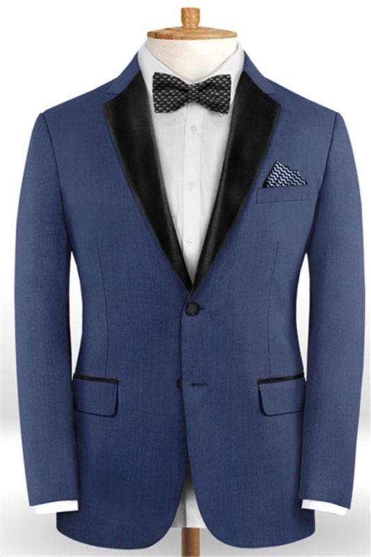 Navy Blue Business Men Suits | Handsome Slim Fit Two Buttons Tuxedo