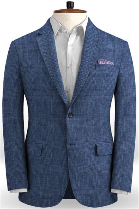Keaton Navy Blue Linen Business Tuxedo | Slim Fit Two Pieces Men Suits