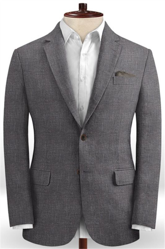 Moises Dark Gray Casual Linen Tuxedo | Slim Fit Simple Men Suits Blazer ...