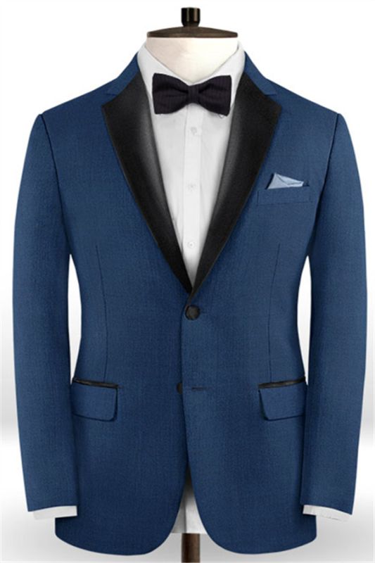 Slim Fit 2 Piece Blue Casual Prom Tuxedos | Groom Notched Lapel Business for Wedding Suits