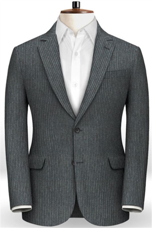 Dark Grey Slim Fit Men Suits Online | Fashion Striped Two Pieces Tuxedo