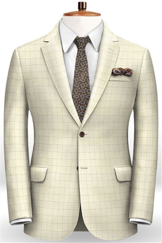 New Checked Business Casual Wedding Suits For Men | Two Button High Quality Mens Suits