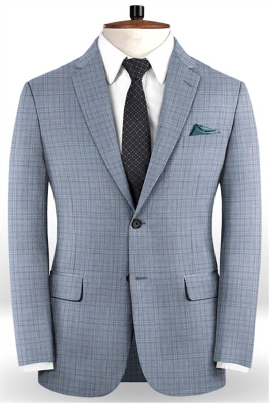 Slim Fit 2 Pieces Men's Business Suit | Best Groomsmen Men Wedding Plaid Suits