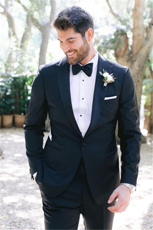 New Slim Fit Peaked Lapel Prom Mens Suits | One Button Wedding Tuxedos Online