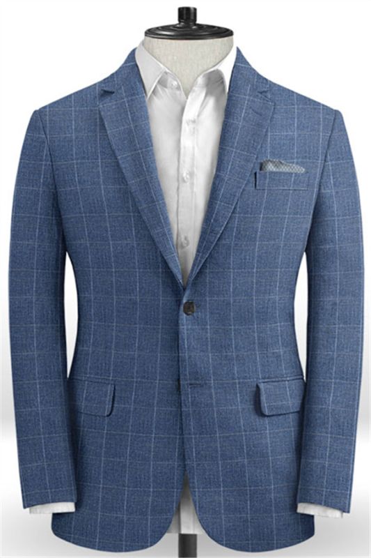 Navy Blue Groomsman Suit | New Arrival Plaid Tuxedo with Two Pieces