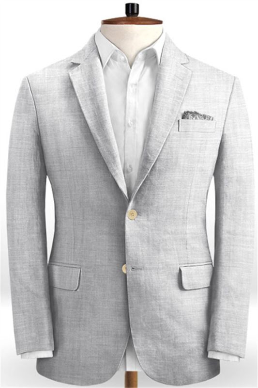 Linen Silver Beach Wedding Groom Tuxedo | Slim Fit Handsome Best Man Blazers