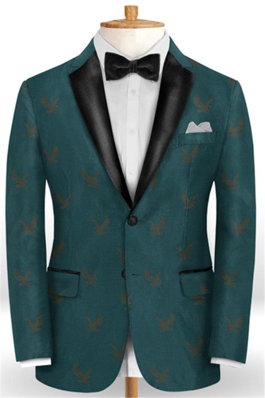 Dark Green Printed Prom Suits for Men | Fashion Two Pieces Blazer ...