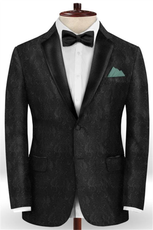 Black Jacquard Prom Outfits Men Suits | Slim Fit Tuxedo with Two Pieces ...