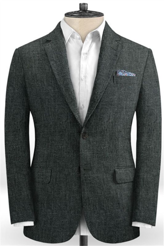 Dark Gray Two Pieces Men Suits | Formal Business Linen Tuxedo Online