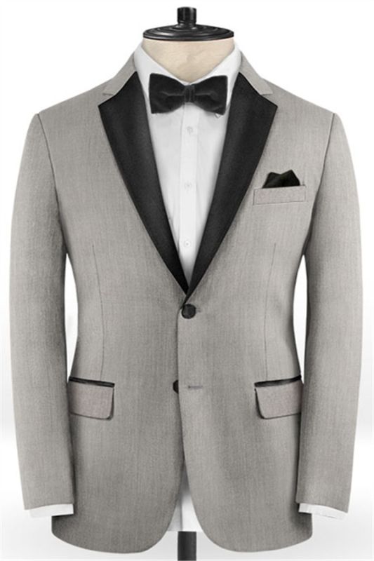 Silver Two Pieces Business Men Suits Online Bespoke Prom Outfit