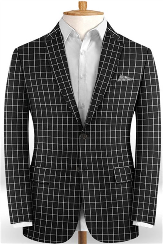 2 Piece Gentlemen Classic Business Suits | Men Slim Fit Vintage Plaid Tuxedo