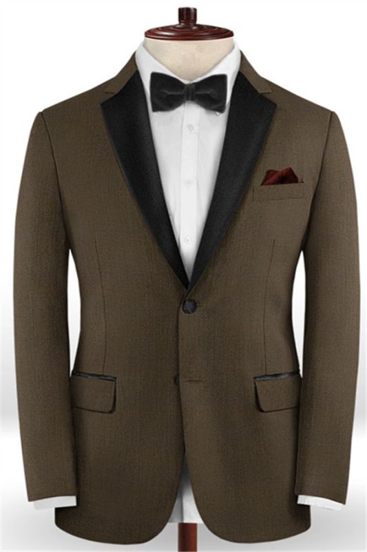 Brown Two Pieces Men Suits for Business | Tuxedo with Two Buttons