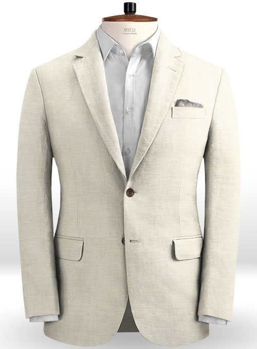 Beach Ivory Linen Men Suits Wedding Suits | Slim Fit Casual Groom Prom Tuxedos