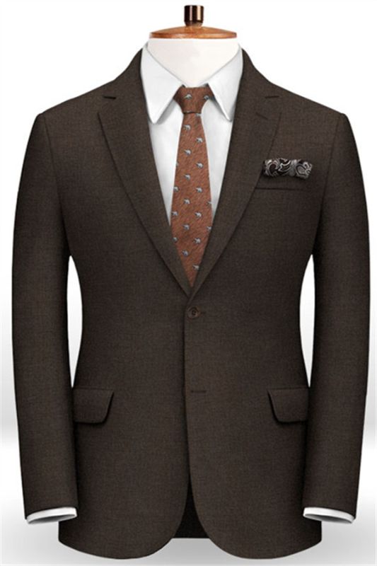 Brown Notched Lapel Decent Comfortable Business Tuxedos | Two Pieces Suits Bestmen Clothing Set