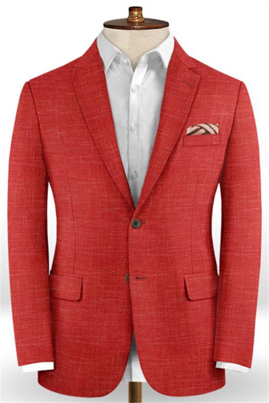 Summer Red Linen Men Suits Set | 2 Piece Prom Wear Tuxedo for Men