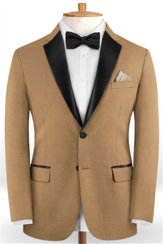 Gold Brown Notched Lapel Tuxedo for Men | Slim Fit Men Suits with Two Pieces