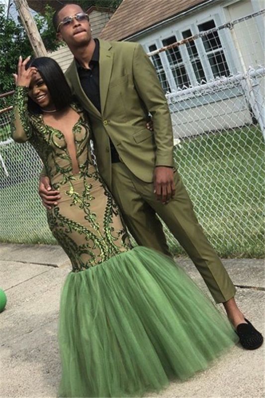 Lime Green Two Piece Slim Fit Handsome Prom Outfits