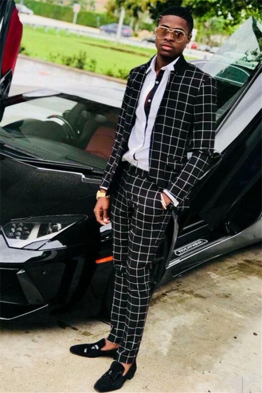 All black slim fit prom suits discount