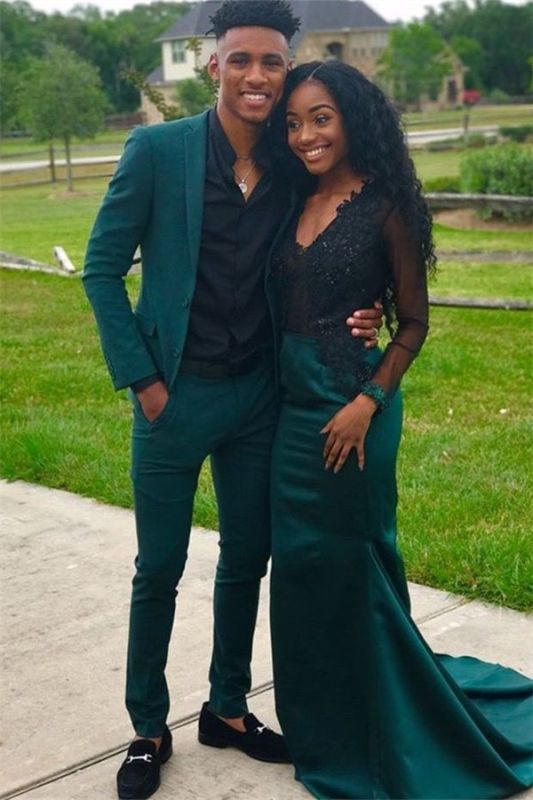 Dark Green 2-Piece Notch Lapel Fashion Prom Suits Online