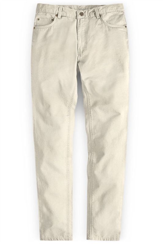 Cream High Quality Men Suit Pants with Zipper Fly