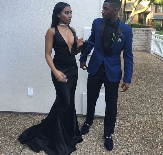 Navy blue and black prom sales
