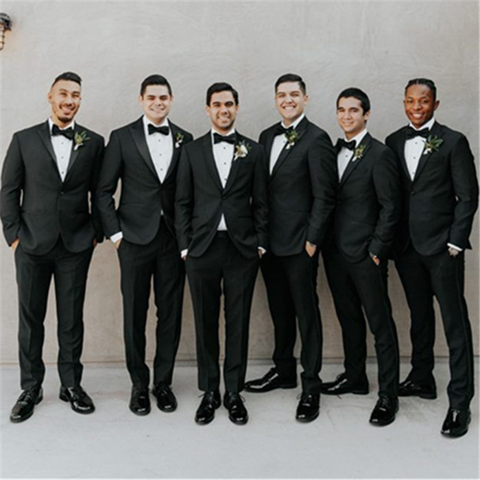 Hunter Handsome Black Peaked Lapel Bespoke Men Suits for Wedding ...