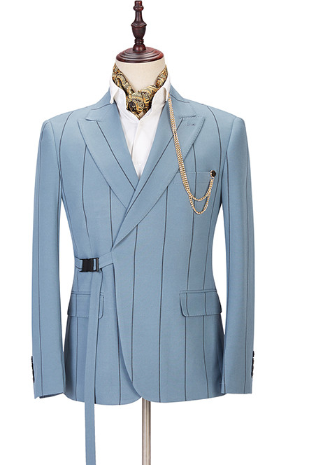 Amazing Pink Striped Peaked Lapel Fitted Men Suits Online main image 1