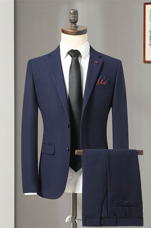 Vincent Navy Blue Notched Lapel Best Fitted Men Suits