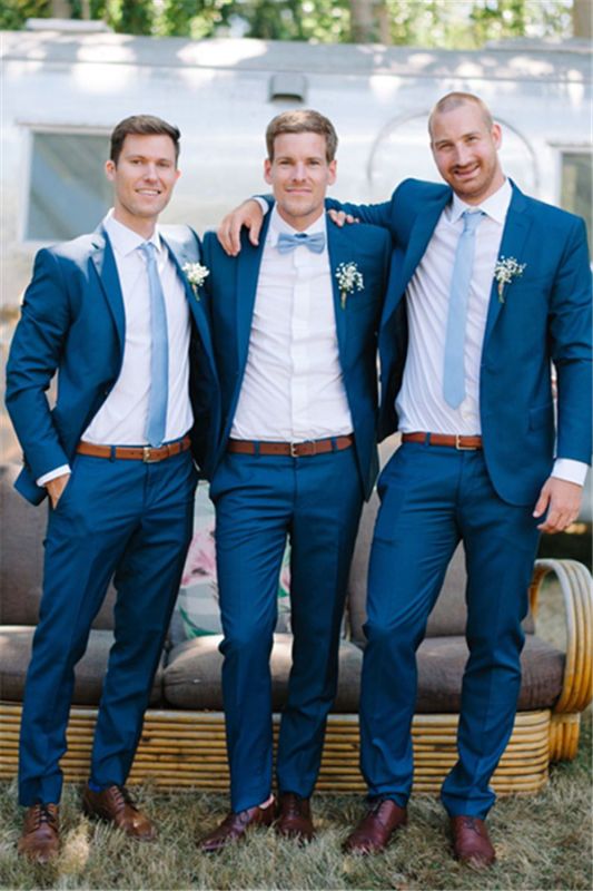 Hayden Navy Blue Notched Lapel Slim Fit Wedding Groomsmen Suit