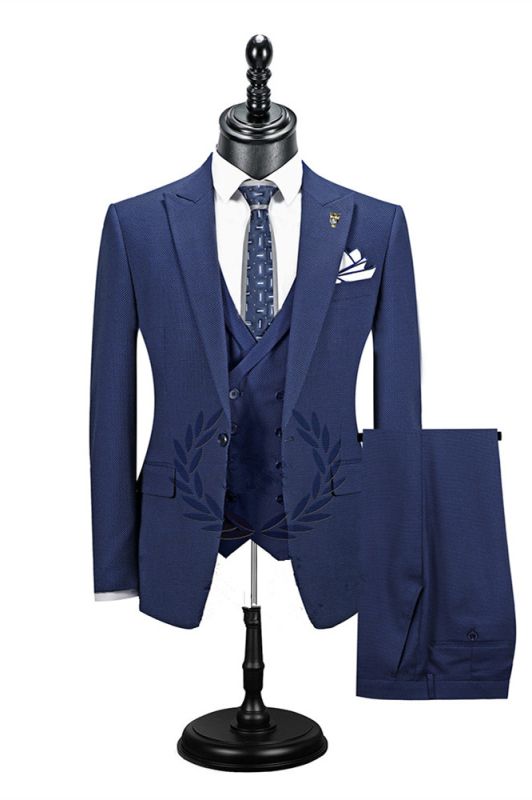 Leonardo Dark Navy Stylish Peaked Lapel Men Suits Online