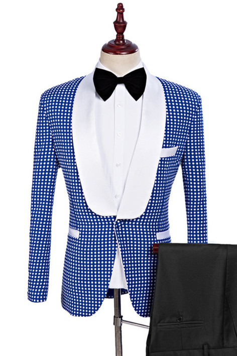 Timothy Blue One Button Shawl Lapel Wedding Tuxedo for Men