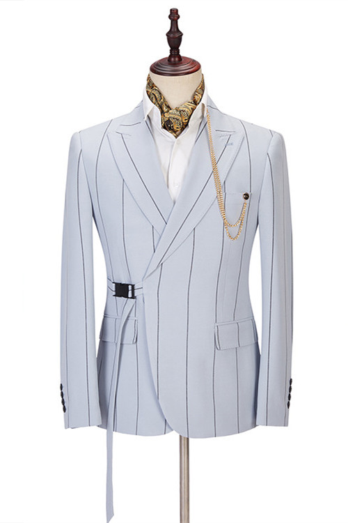 Damian Handsome Striped Peaked Lapel Men Suits Online