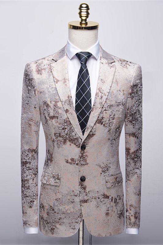 Light Brown Men's Prom Suits | Printing Wedding Tuxedos with White ...