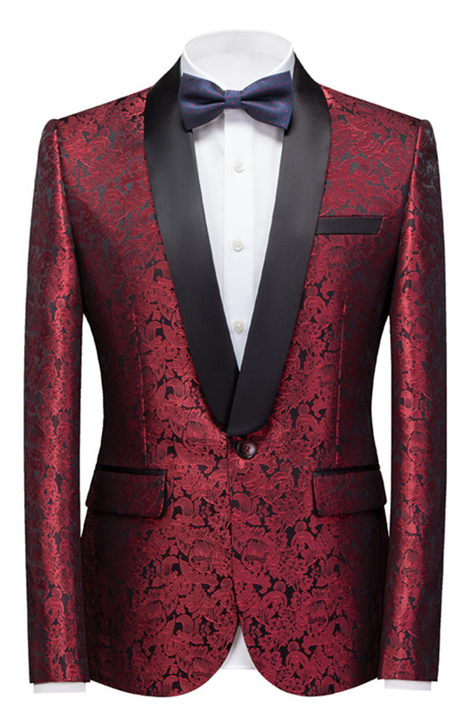 Bryce Ruby Slim Fit Jacquard Wedding Men Suits | Allaboutsuit