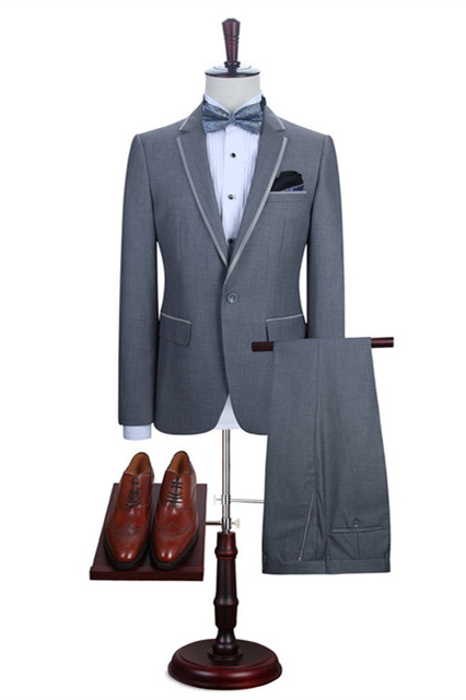 Damien Gray Fashion Slim Fit Notched Lapel Men Suits