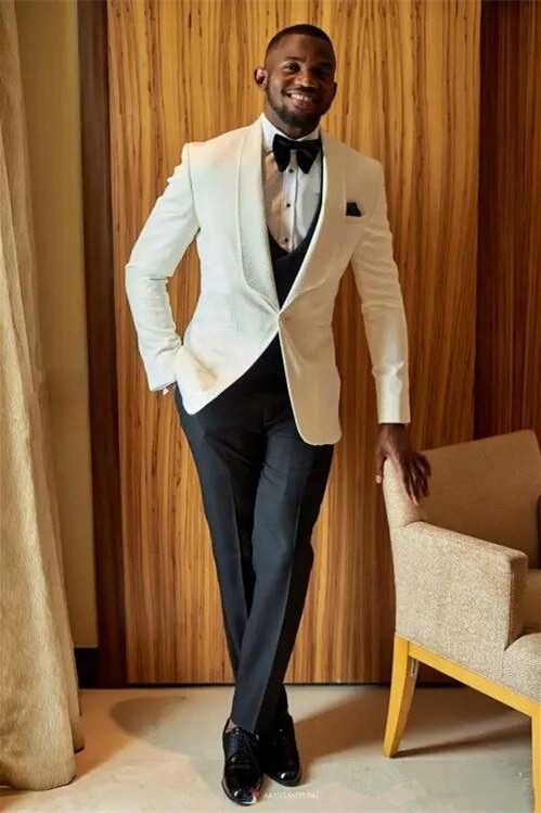 Sergio Fashion Slim Fit White Wedding Suit for Groom